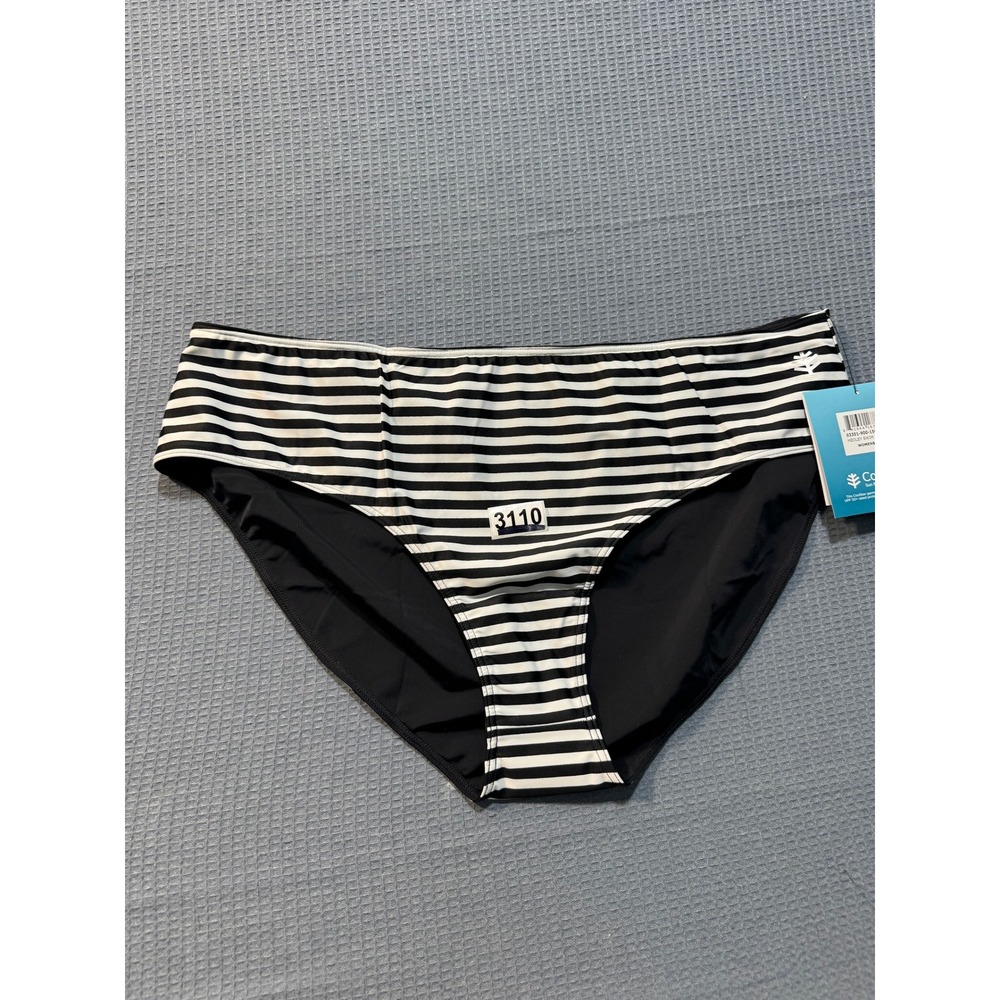 Coolibar Medley Swim Bottom Womens XXL Black White Striped UPF 50+ 03301-900-156